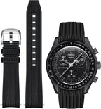 Strap for Moonswatch Watch,Lengthening No Gap Silicone Establishment Pattern Strap for Omega X Swatch Speedmaster Moonswatch Watch,Quickly Release Curved End Strap for Swatch Omega Men Women - Image 13