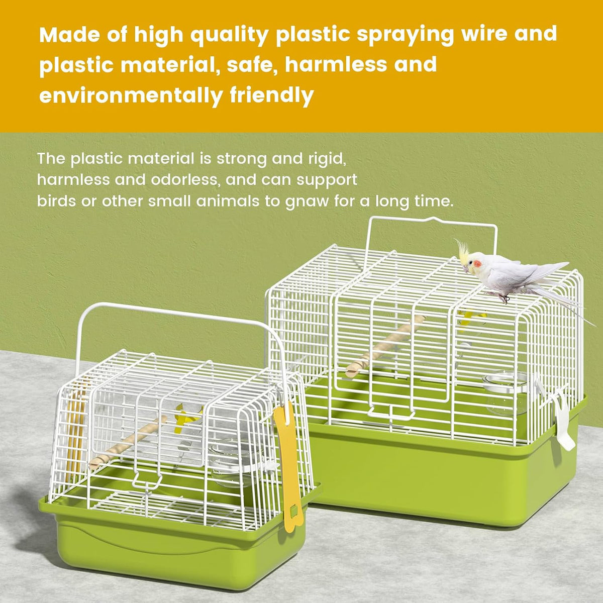 Small Bird Cage,Parakeet Travel Carrier with Handle,Perch,Feeder,Waterer - Image 5
