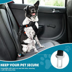 Close up of metal swivel hook on dog car harness lead