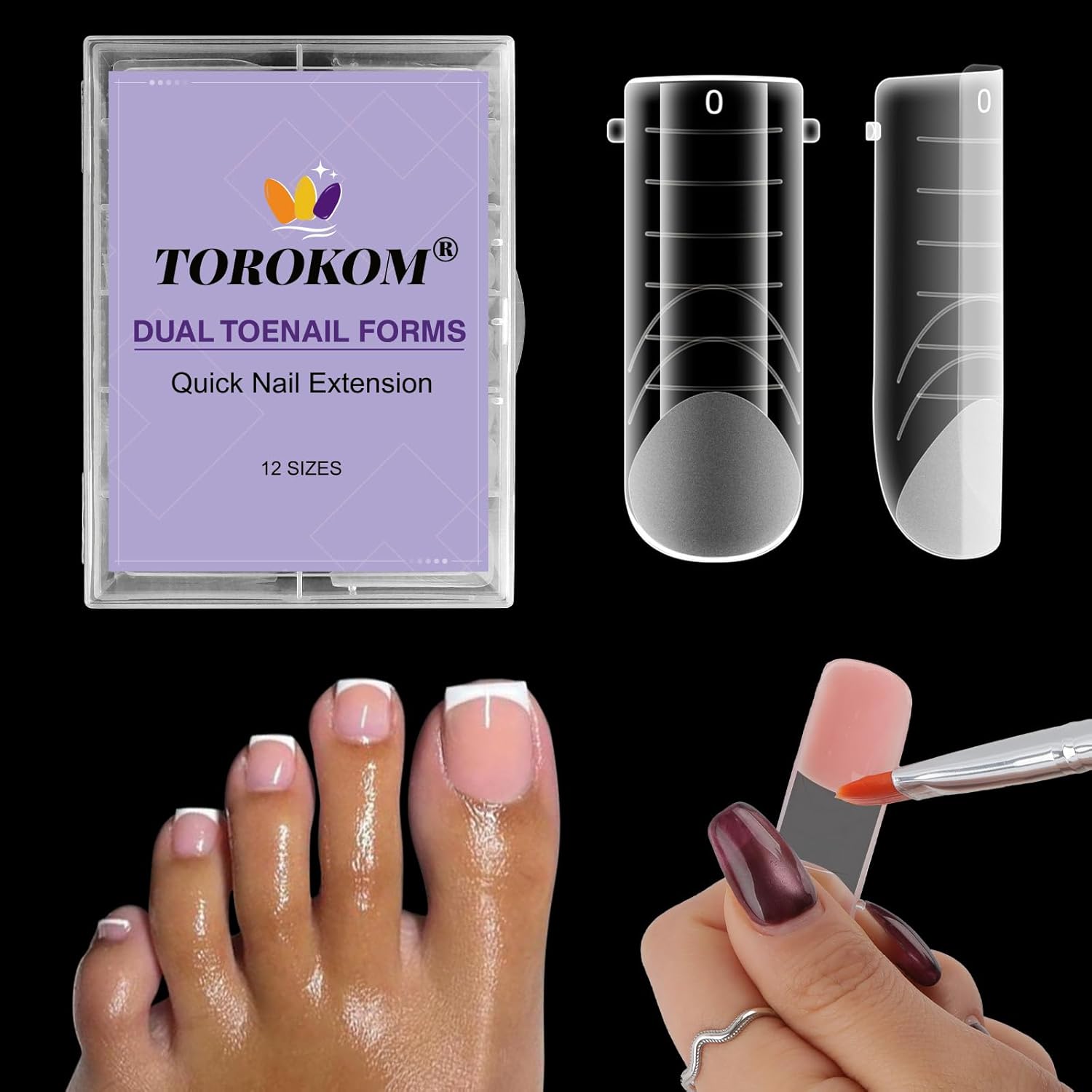 Torokom poly gel toe nail forms 120 pieces set
