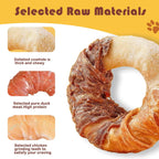 Plus size 5.5 inch chicken and duck wrapped rawhide donut close up