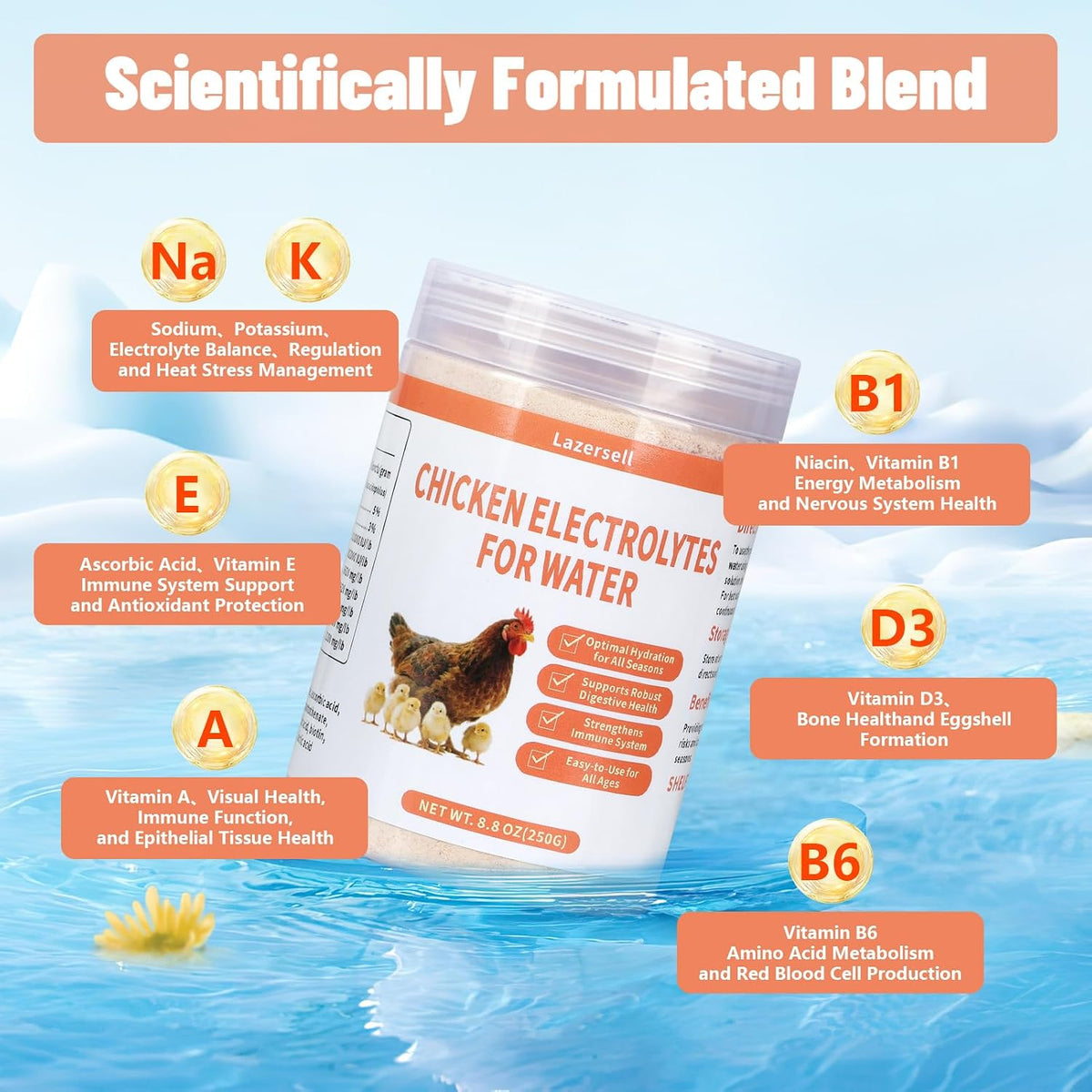Inqigi poultry vitamin powder supplement label details