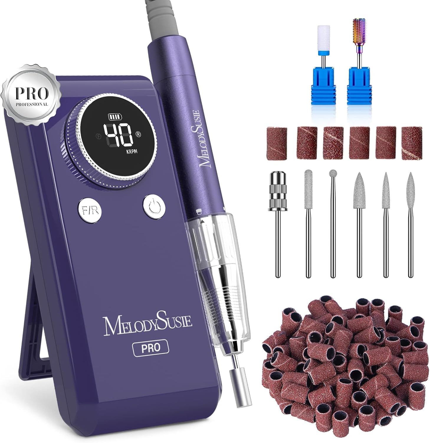 MelodySusie MB420G professional rechargeable nail drill front view