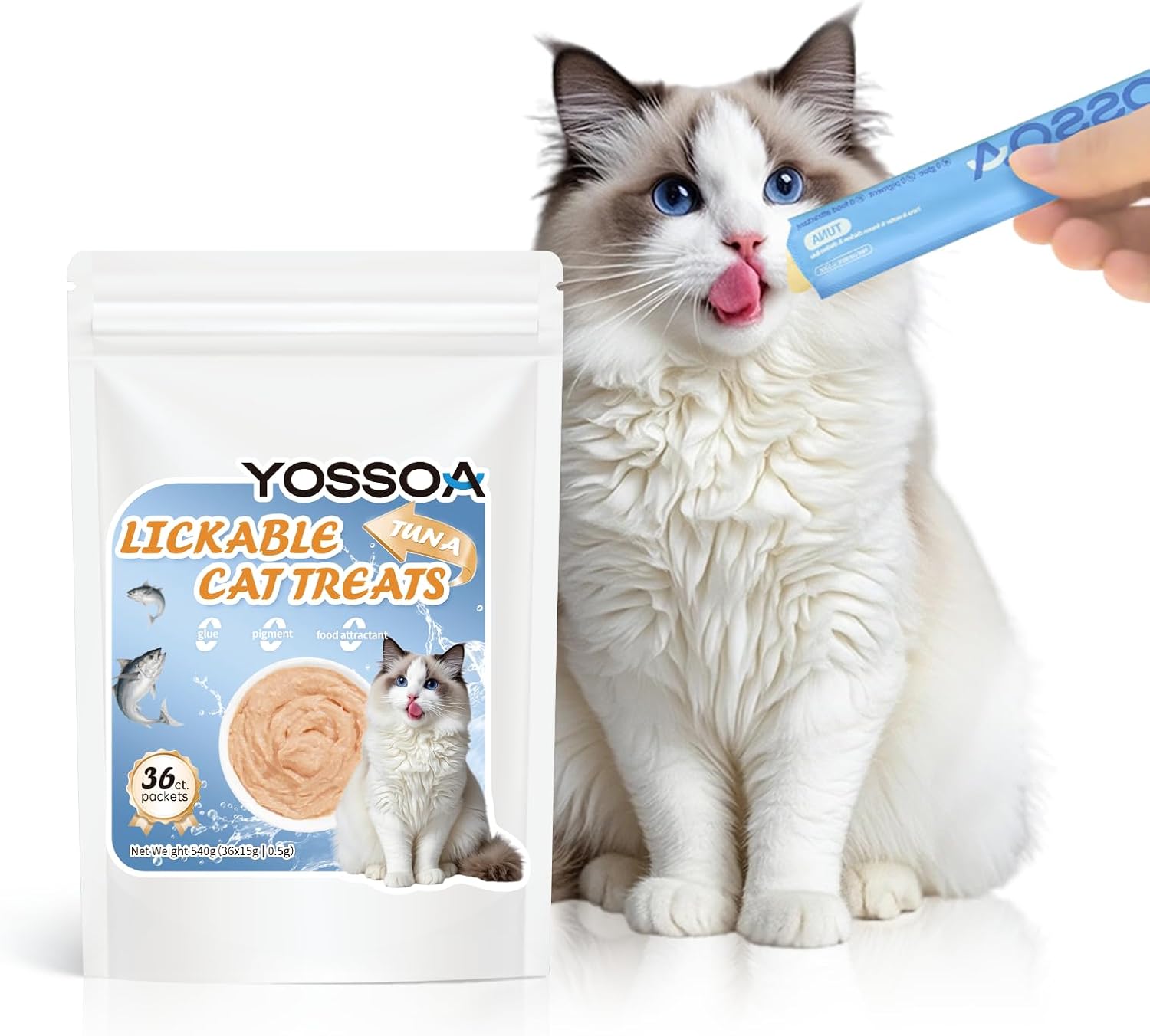 36 Pack Lickable Cat Treats, Grain Free Chicken & Salmon Treat, Squeeze Wet Cat Treats with Taurine, Fish Oil & Vitamins, Healthy Skin & Coat Support for Cats and Dog(Salmon & Chicken Flavors) - Image 10