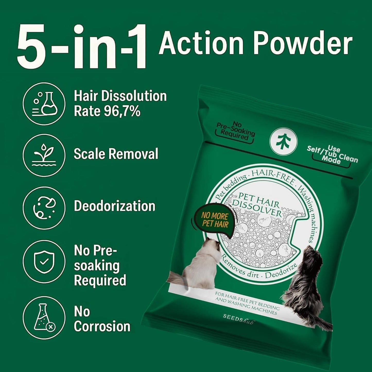 Seedshub laundry powder being poured into washing machine drum
