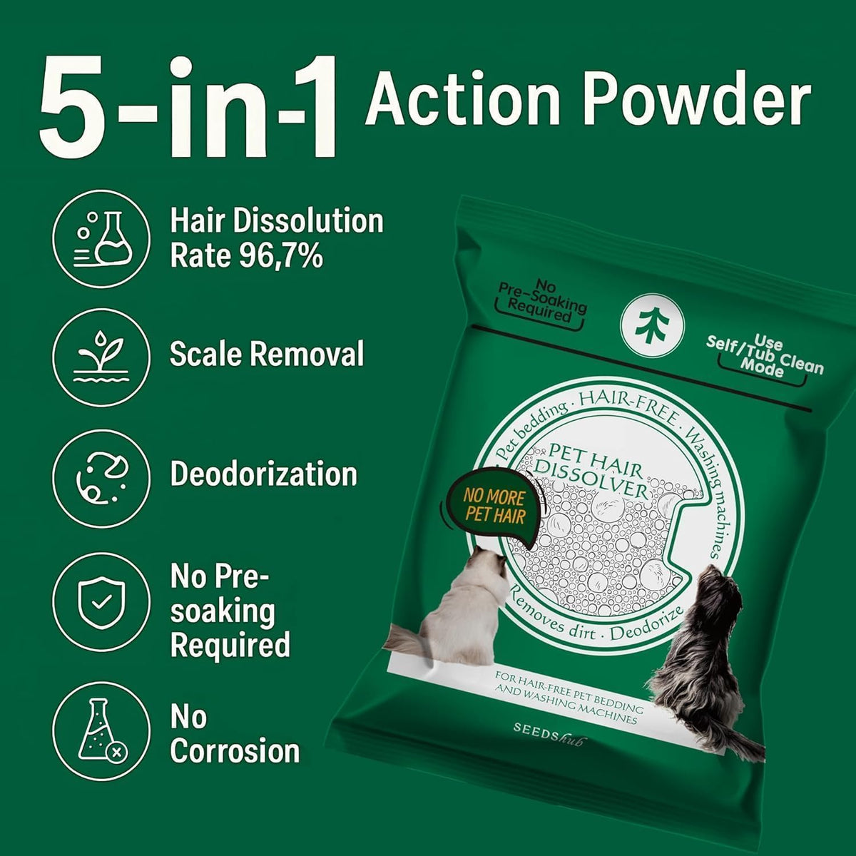 Seedshub laundry powder being poured into washing machine drum
