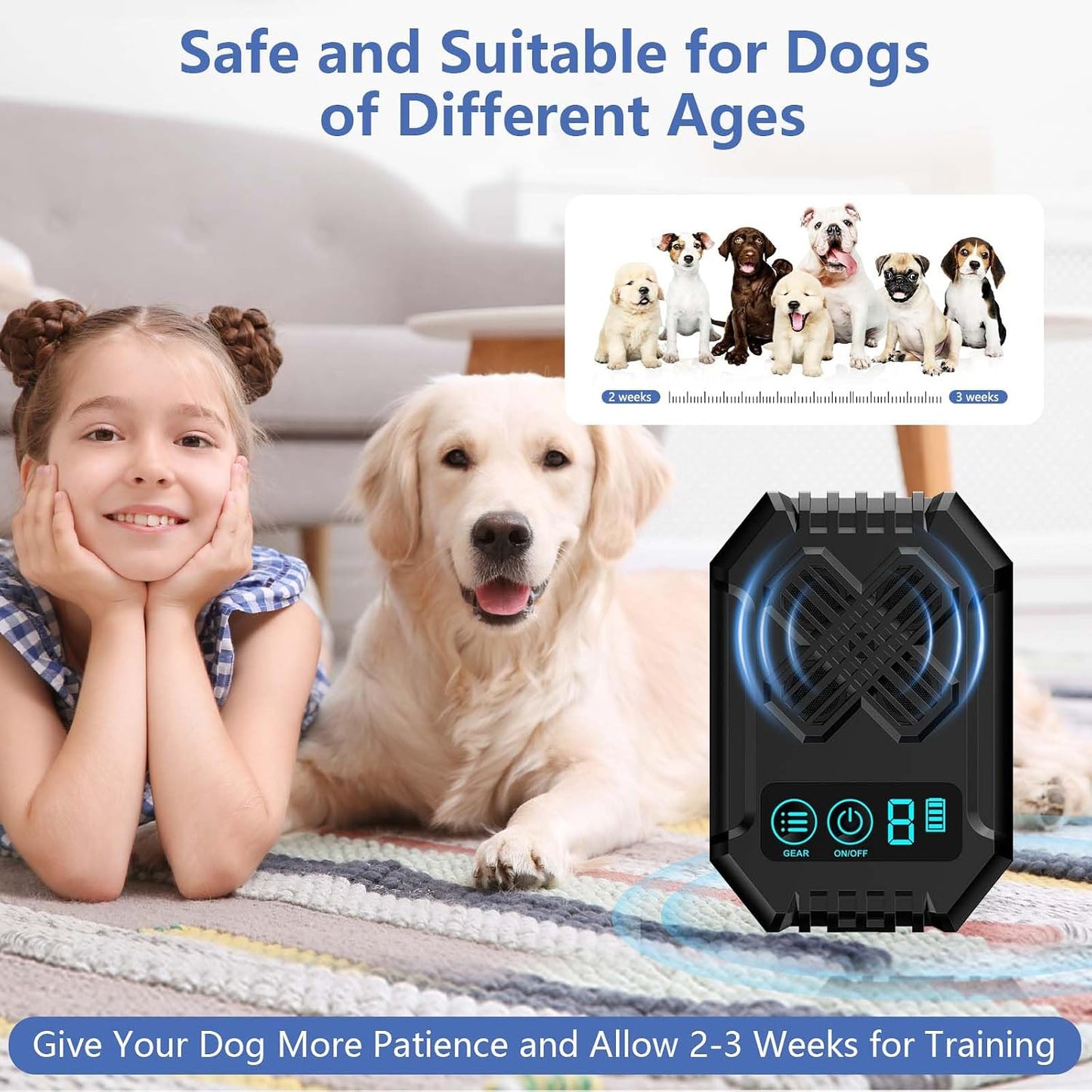 User interface of 50-foot range dog training device