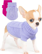 2 Pieces Dog Sweater for Small Dogs Chihuahua Clothes Spring Winter Cute Knitwear Turtleneck Thick Warm Clothes for Yorkie Cat Extra Small Dog Clothes (XX-Small) - Image 10