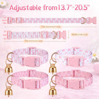 Adjustable nylon farm animal collars with quick release buckles laid out flat to display all four matching pieces.