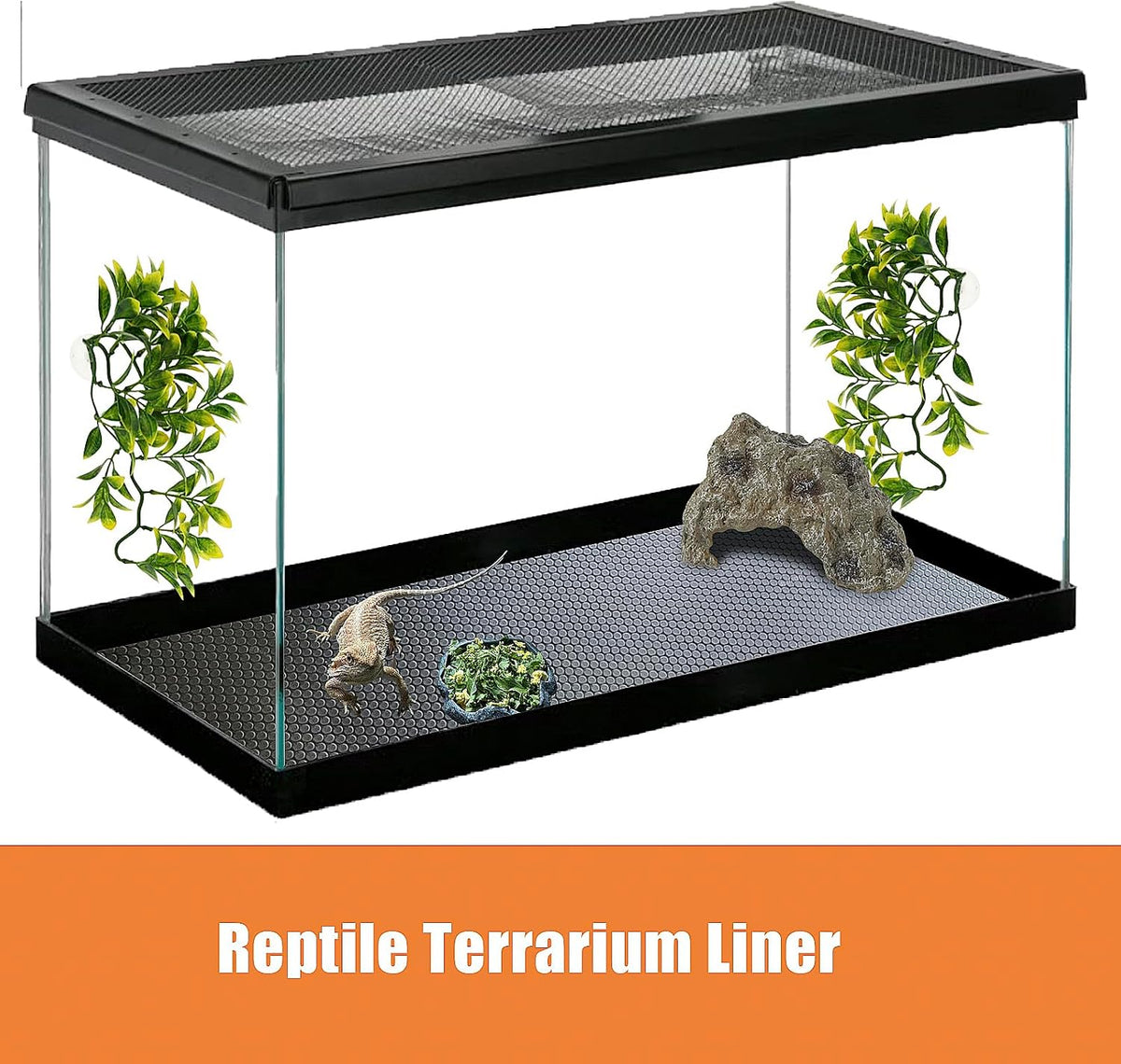 Furatune premium leopard gecko and bearded dragon habitat floor mat close up