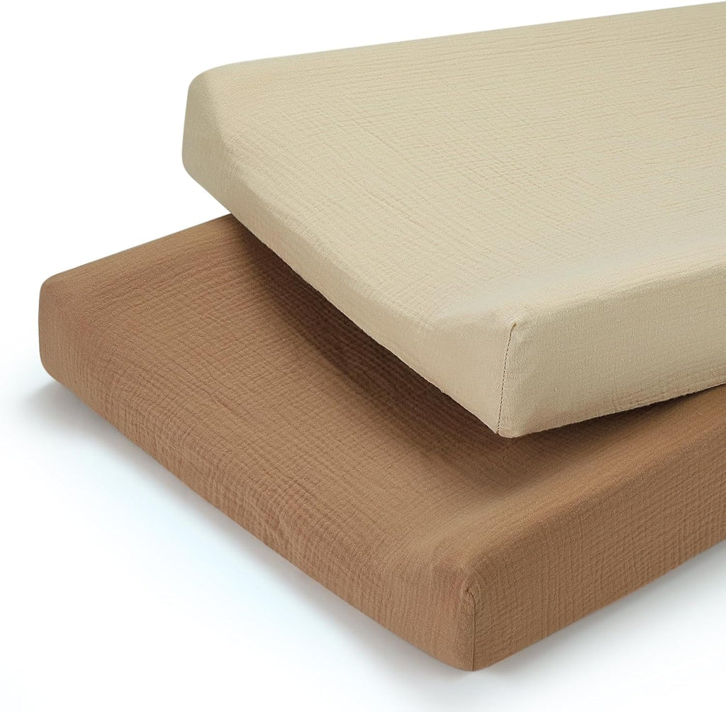 Accmor Lulumoon muslin baby changing pad cover front view showing neutral tones
