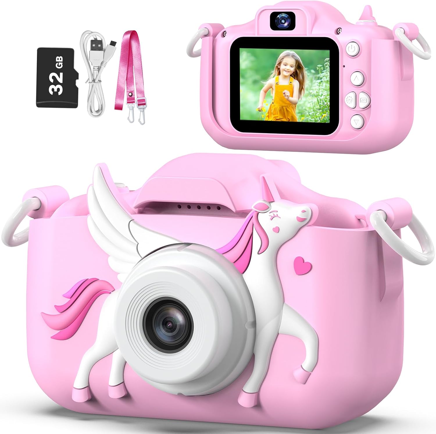 Goopow kids selfie digital camera toy front view with protective cover