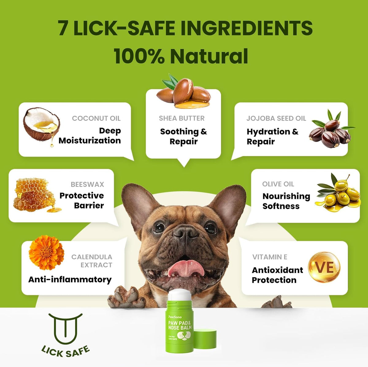 Close up of PawSono all-natural ingredients label