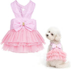 Choyaxo pink dog dress cute bowknot tutu pet summer clothes front view