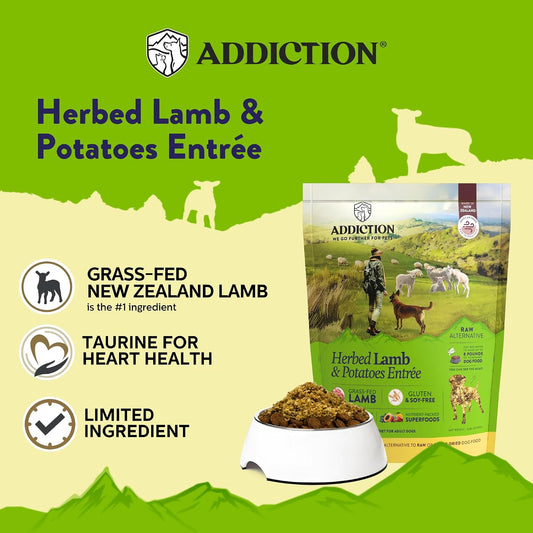 Air dried grain free raw alternative dog food bags showing natural ingredients