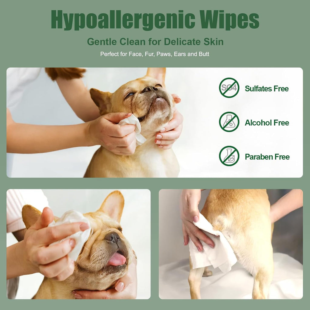 ATIFBOP cat and dog cleaning wipes packaging side angle showing instructions and ingredient details