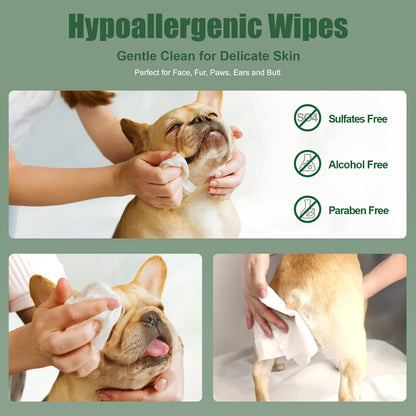ATIFBOP cat and dog cleaning wipes packaging side angle showing instructions and ingredient details