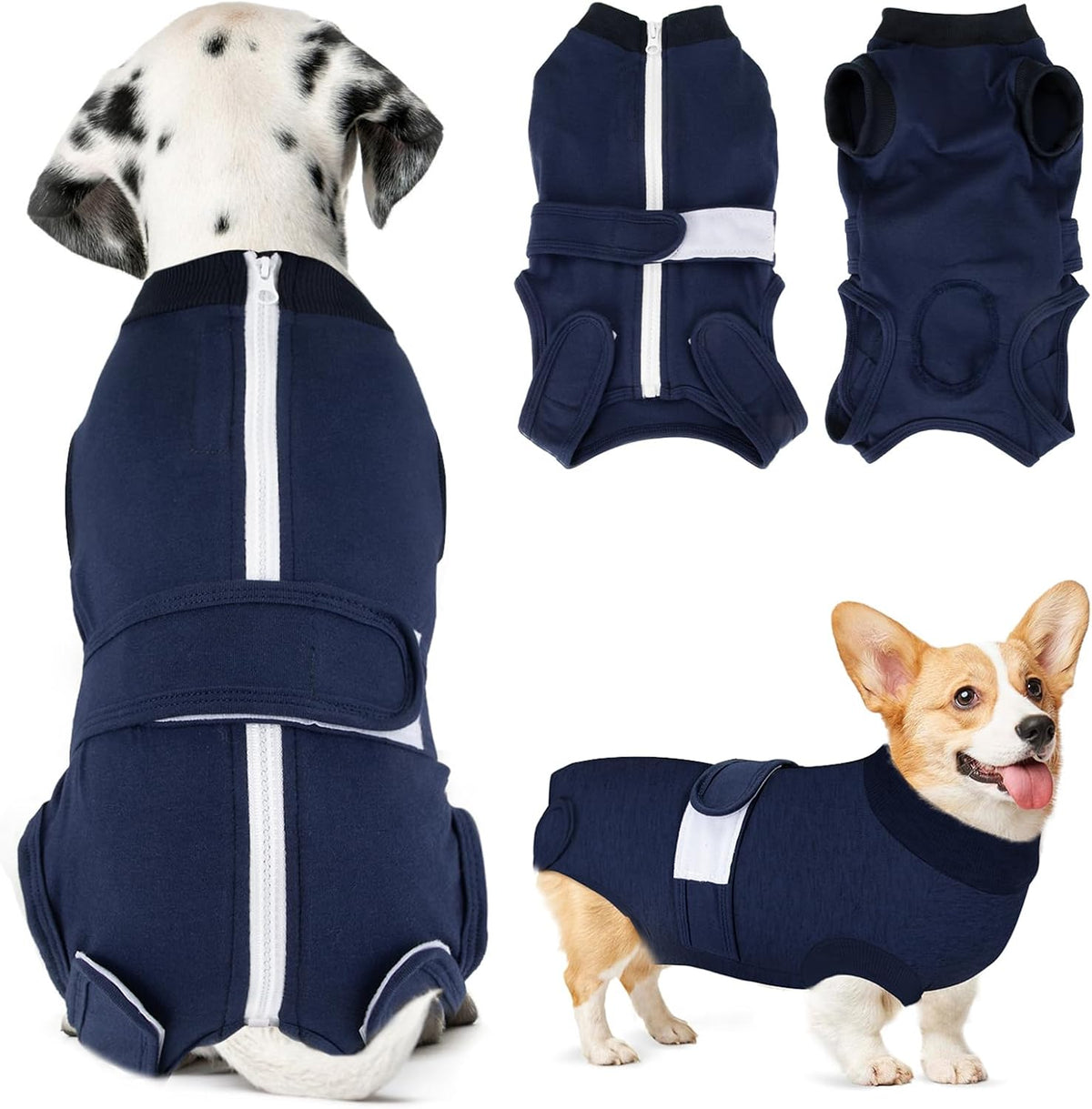 SlowTon Dog Surgery Recovery Suit - Zipper On Dog Onesies After Surgery for Female Male Dogs, Abdominal Wounds Bandages Cone/E-Collar Alternative Dogs Surgical Body Suit Anti-Licking (Grey, S) - Image 10