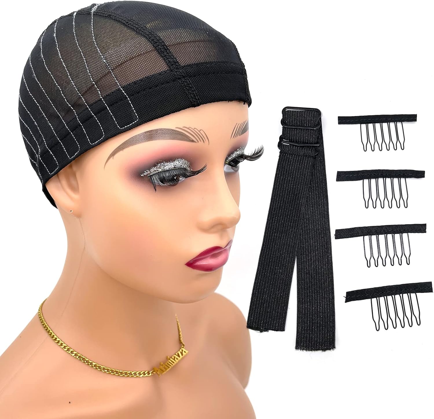 Atimiaza Wig Cap with Guideline Map Medium Front View