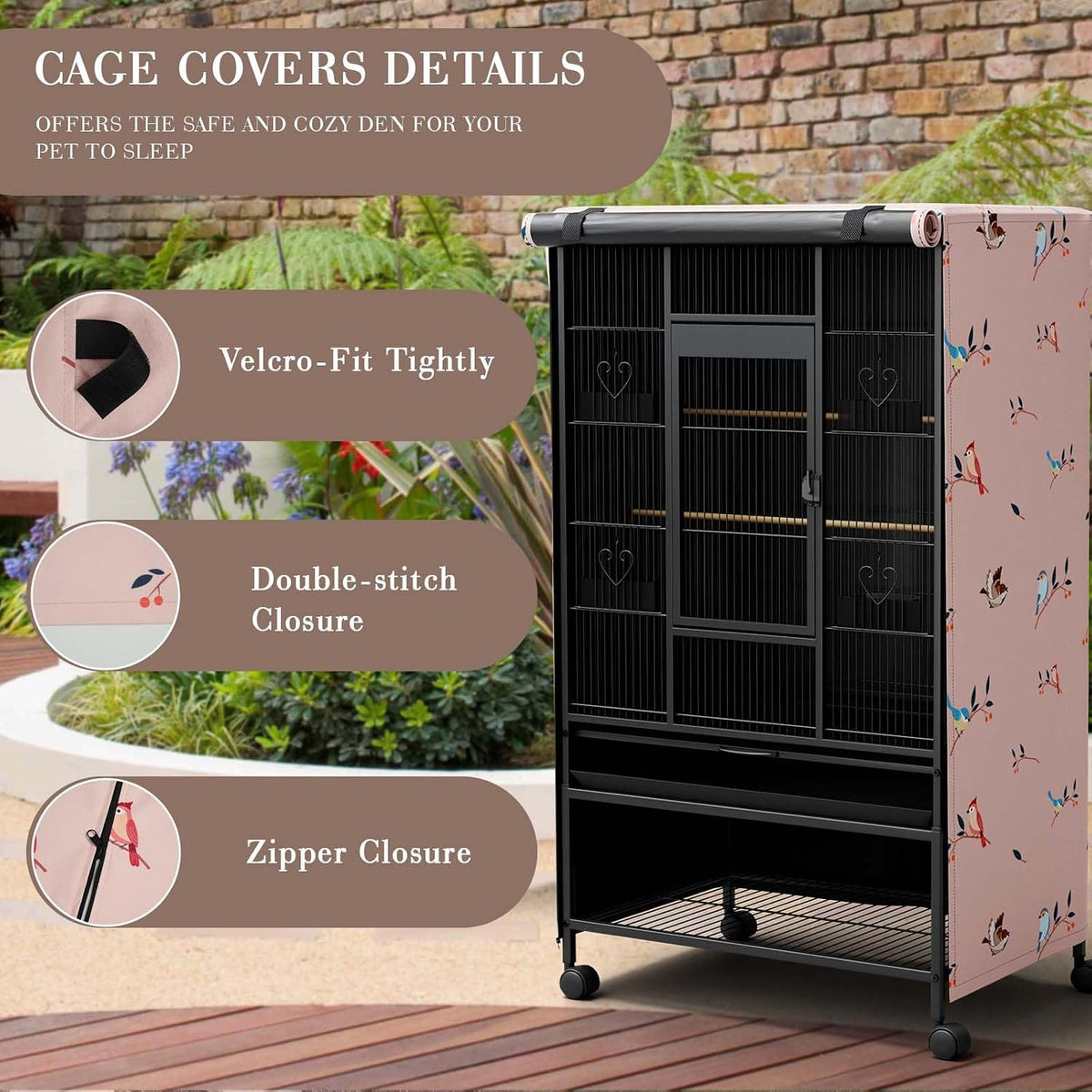 Tchvt bird cage cover installed on a large wire cage
