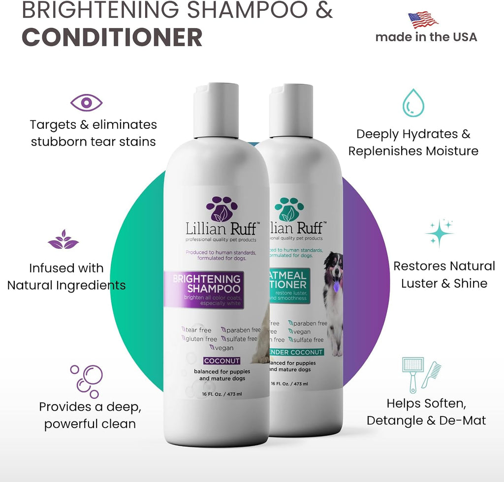 Lillian Ruff pet shampoo set coconut scent bottle