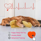 Side profile of medium yellow heartbeat dog toy