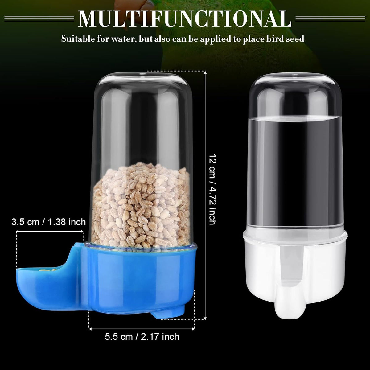 Weewooday bird cage water dispenser hanging on vertical wire cage rails