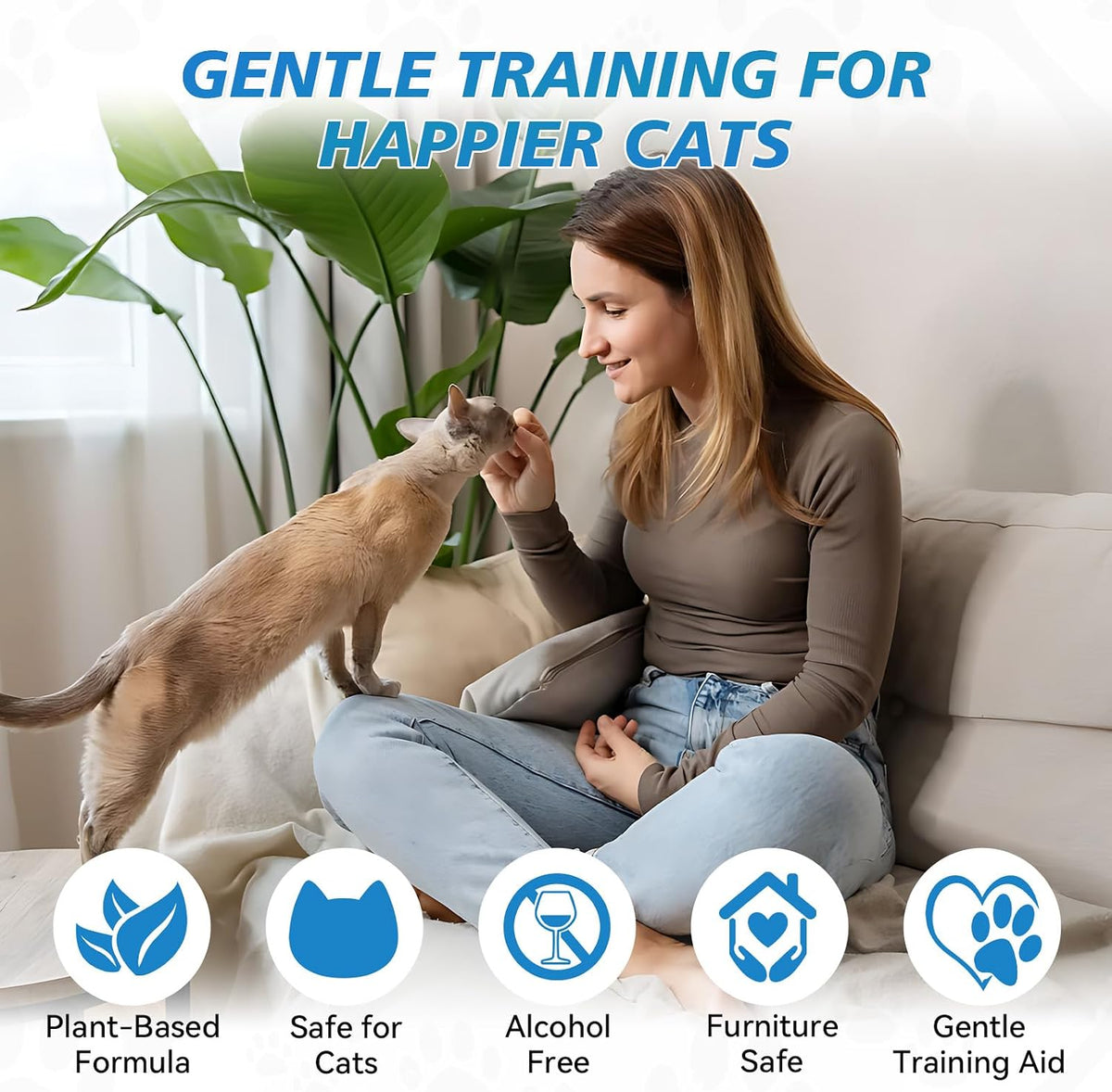 Cat deterrent spray for indoor and outdoor use on curtains and plants