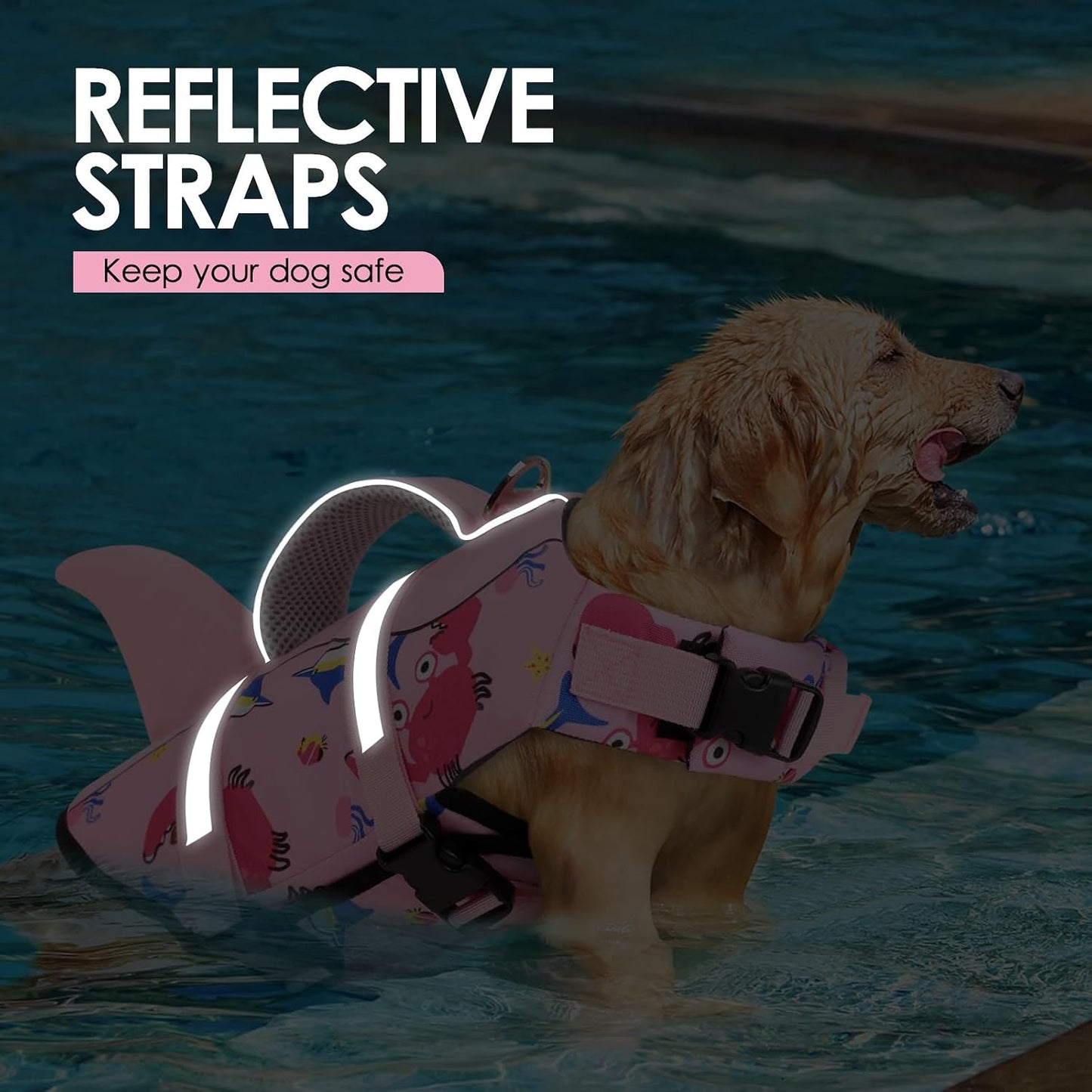 Durable ripstop nylon dog safety swimsuit belly straps closeup