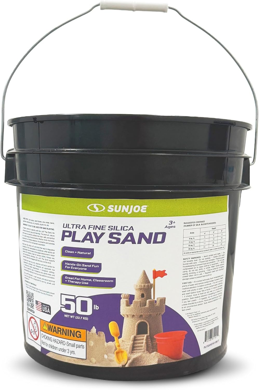 Sun Joe Ultra Fine Silica Play Sand 50 Pound Bucket front view