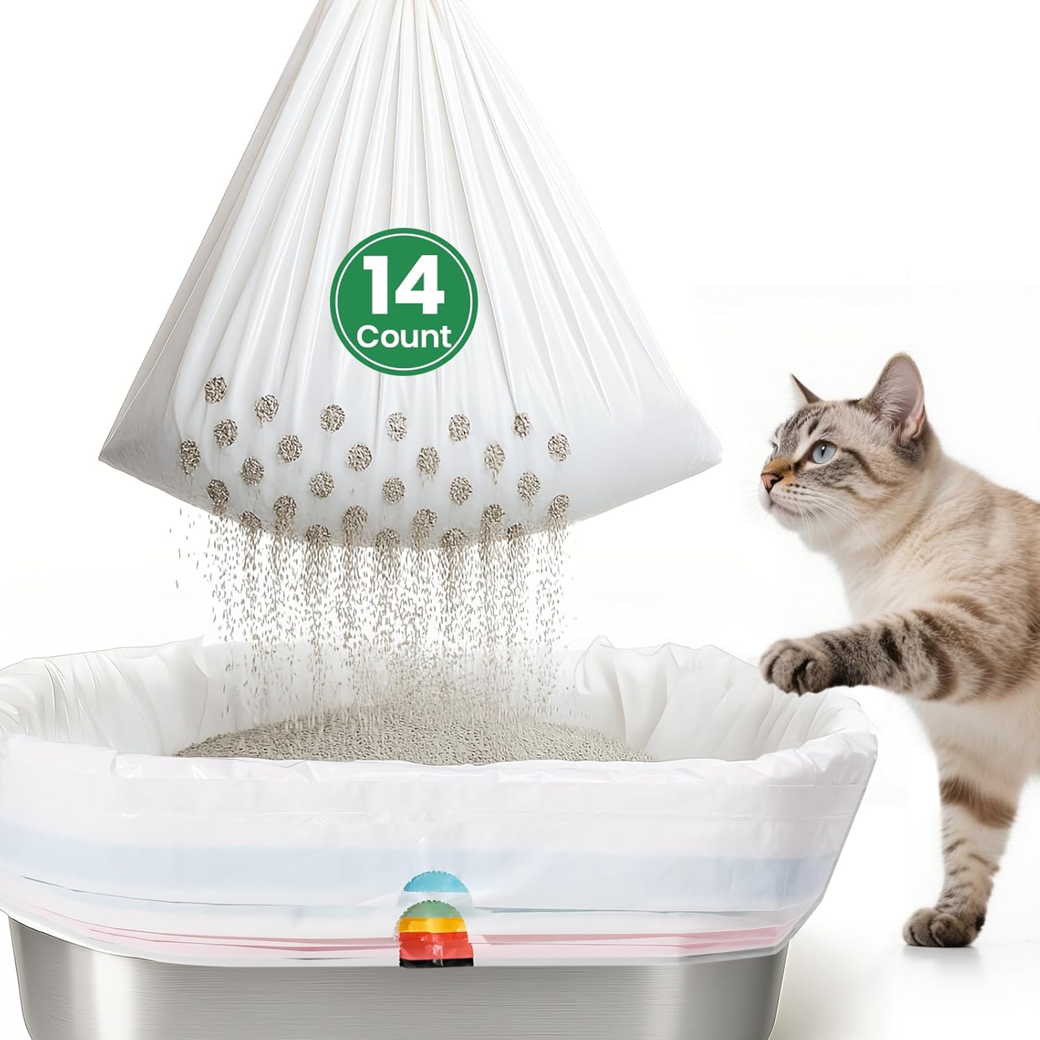 PETOCAT 7 Day Sifting Litter System Bags front view packaging for cat litter box maintenance.