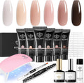 Modelones poly extension gel kit front view with six shades and lamp