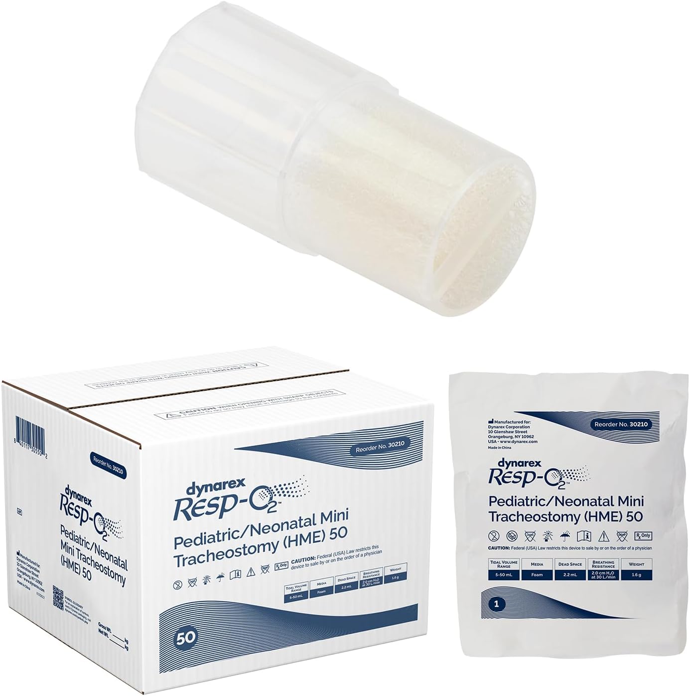Dynarex Resp-02 Pediatric Mini Trach HME 50 pack front view medical humidifier