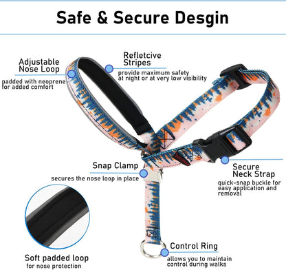 Close up of Barkless dog snout harness buckle and D-ring