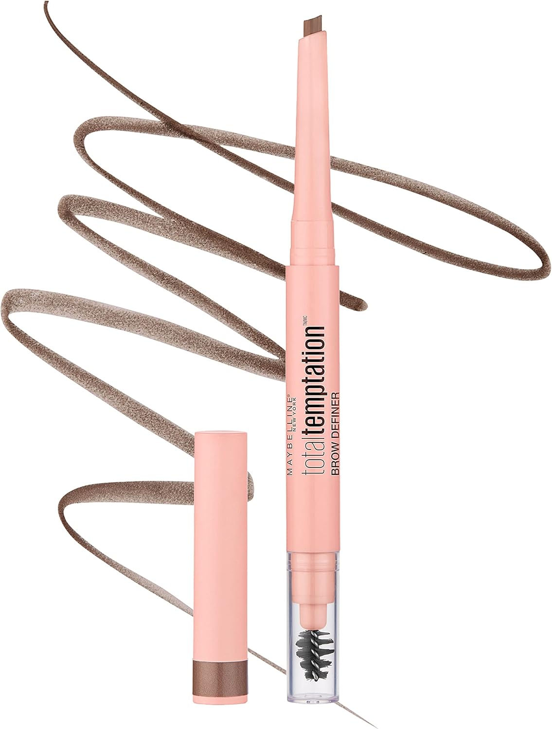 Maybelline eyebrow definer pencil color swatch on light skin tone