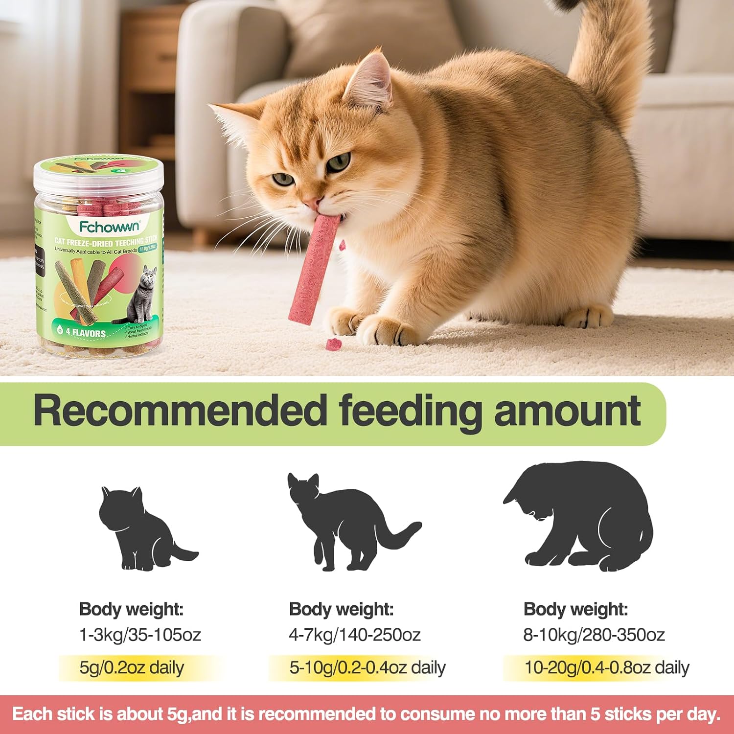 Fchowwn cat dental health chew sticks 110g label