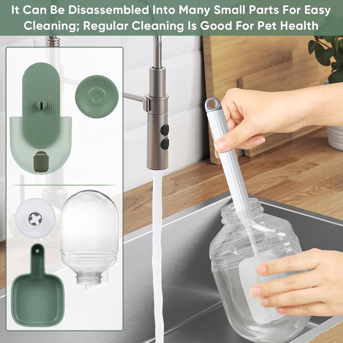 Lemtrflo 28oz Hanging Automatic Water DispenserRabbit Water Bottle,Bunny Guinea Pig Ferret Water Bowl for Cage,Suitable for Small Animal Puppies(Cage Grid Spacing Over 1.2'') (Green) - Image 7