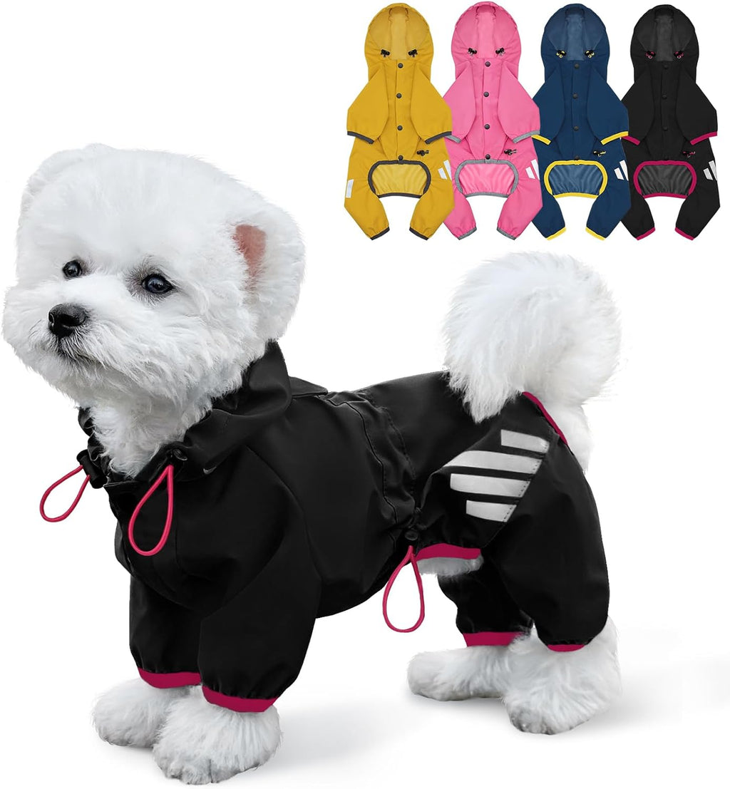 Adjustable elastic leg wrap pet raincoat close up detail