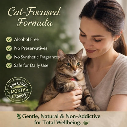 PetCalm Co natural nepetalactone feline supplement side view showing product directions