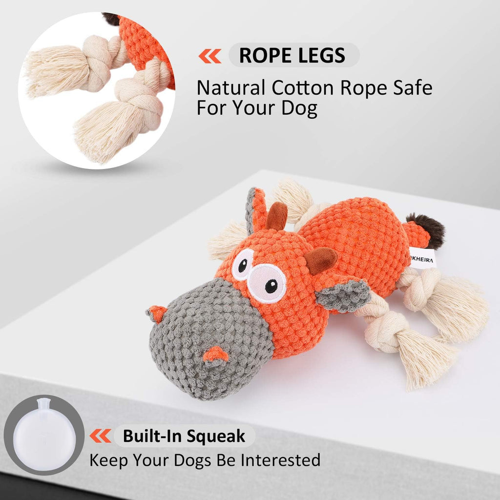 Iokheira indestructible dog squeaky toy showing durable natural cotton rope legs