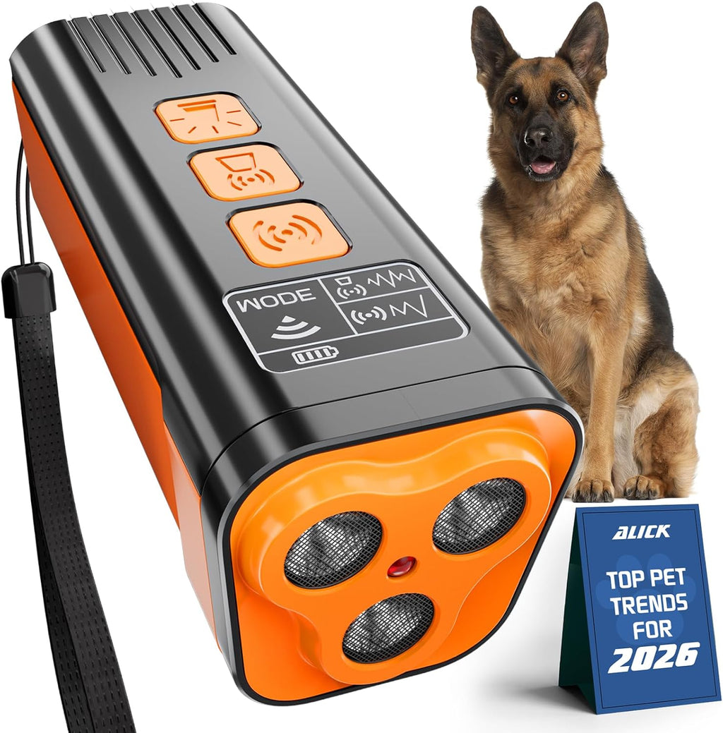 Packaging and included components of Ailck dog deterrent device