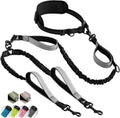 SparklyPets hands free double dog leash front view gray nylon lead for two dogs