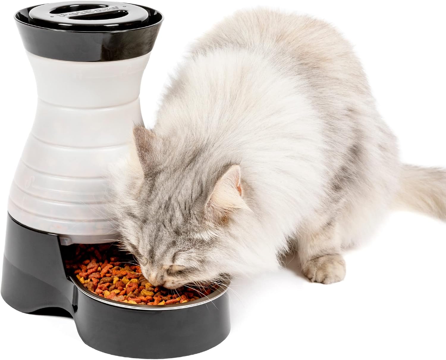 PetSafe Healthy Pet Food Station front view with stainless steel bowl