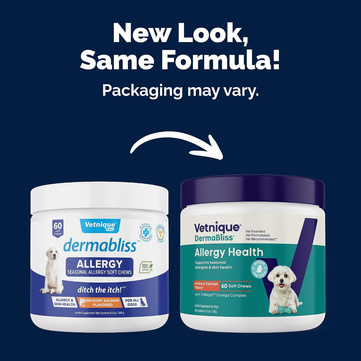 Vetnique Labs Dermabliss seasonal allergy and immune support chews side label details