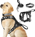 WINSEE Pet Harness Collar and Leash Set, All-in-one Reflective Dog Harness No Pull with Adjustable Buckles for Puppies, Small, Medium, Large, and Extra-Large Dogs (Large, Pink) - Image 14