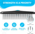 Dogi grooming brush held by person demonstrating grip