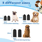Three different sizes of black silicone dog training collar covers side view