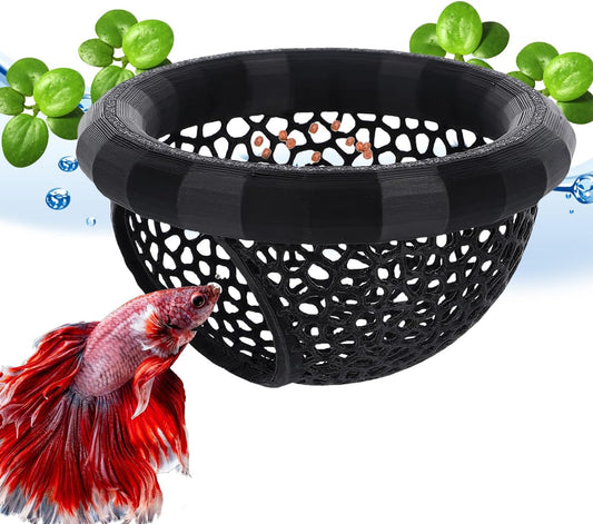 Daelala floating betta hammock front view in black aquarium decor.
