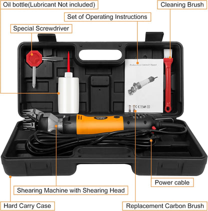 BEETRO livestock grooming clippers complete kit arranged inside the durable black protective carrying case