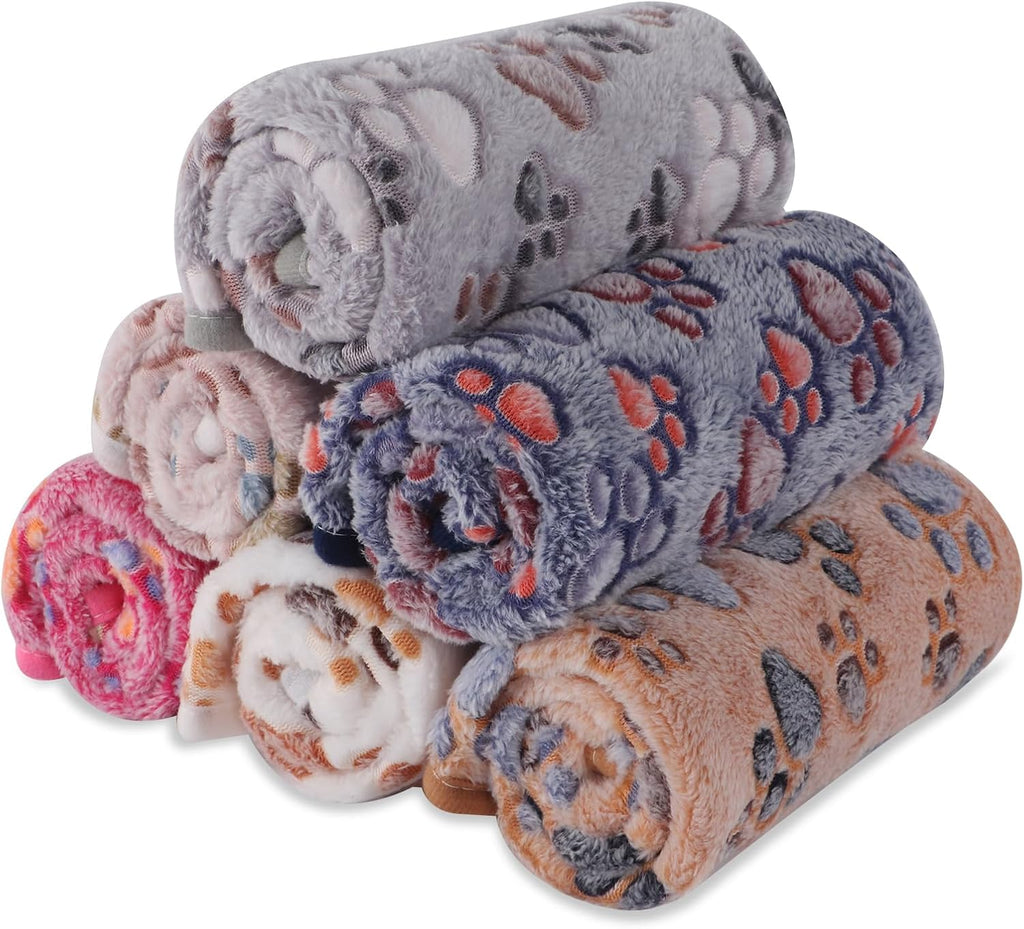BVAGSS 6 Pack Small Dog Blanket, Super Soft Warm Pet Cover Blankets, Paw Print Puppy Fleece Flannel Blanket for Small Medium Dogs and Cats MW003 - Image 9